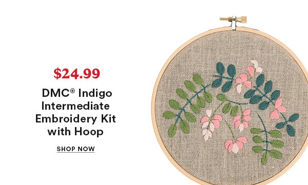 $24.99 DMC® Indigo Intermediate Embroidery Kit with Hoop Shop Now