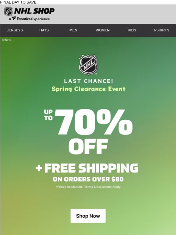Last Chance: Up to 70% Off NHL Spring Clearance!