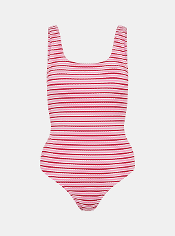 Stripe Crinkle Textured Swimsuit Multi