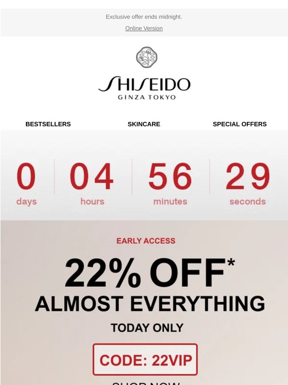 22% off: Final hours.