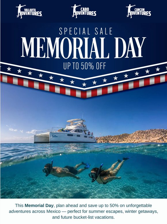 Memorial Day Deals Are Here! Up to 50% OFF for Your Next Escape