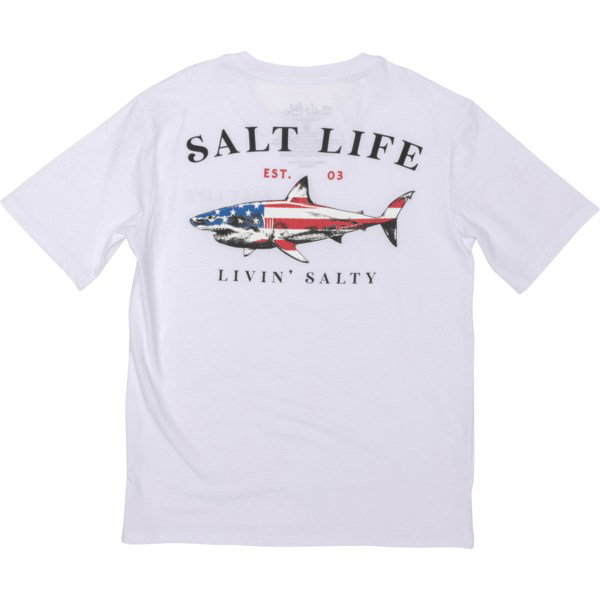 SALT LIFE Big Boys Jaws of Steel 2.0 Graphic T-Shirt | White | Size Large | Cotton