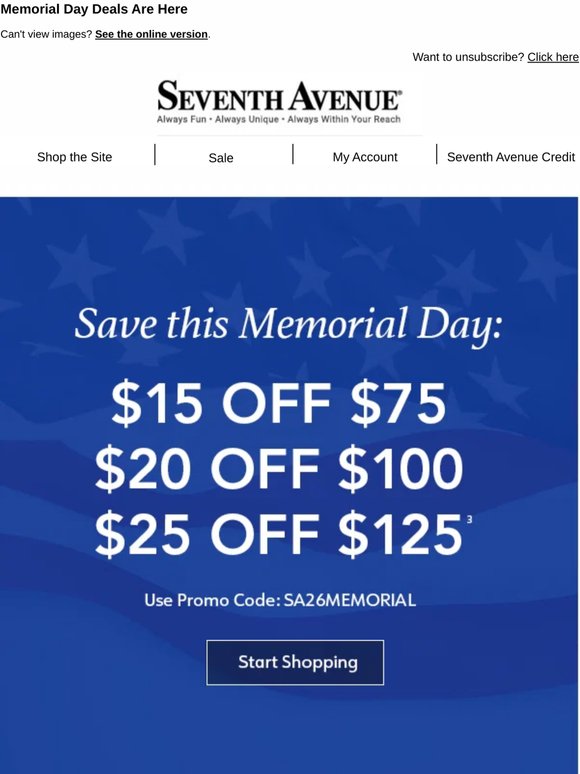 Save $15, $20, or $25 This Memorial Day