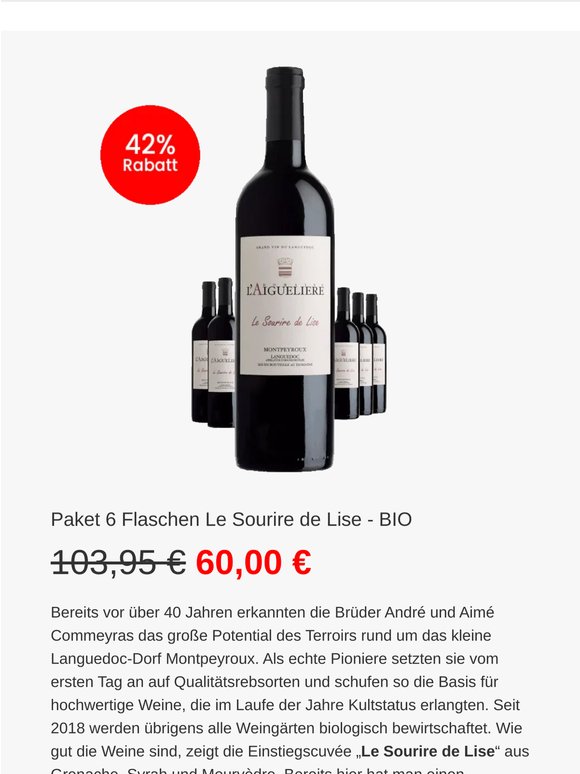 🔥 Nur heute! Le Sourire de Lise 🇫🇷 mit 42 % Rabatt 🍷 !