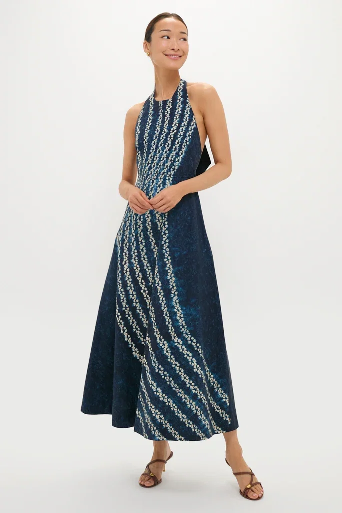 Image of Indigo Mariner's Knot Halter Marlena Dress