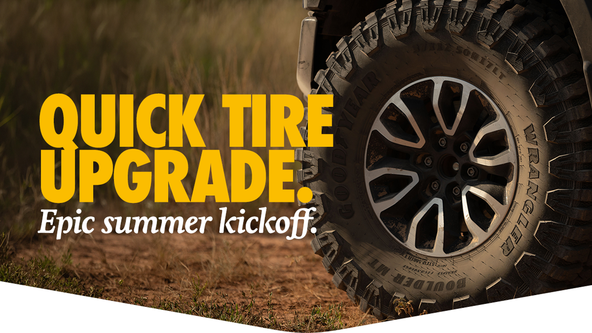 Quick Tire Upgrade. Epic summer kickoff. | Wrangler GY Tire on dirt road