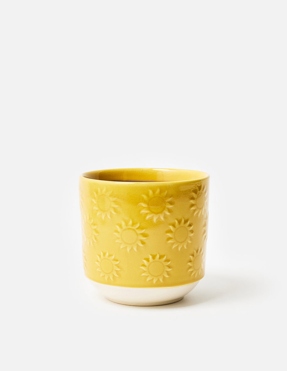 Azure Yellow Sun Ceramic Plant Pot Medium