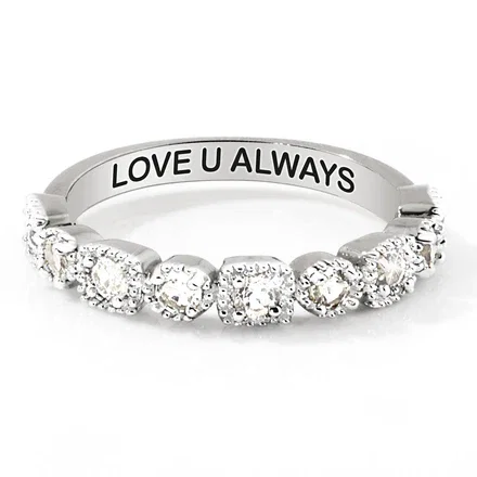 Platinum over Sterling Antique Half Eternity White Topaz Ring