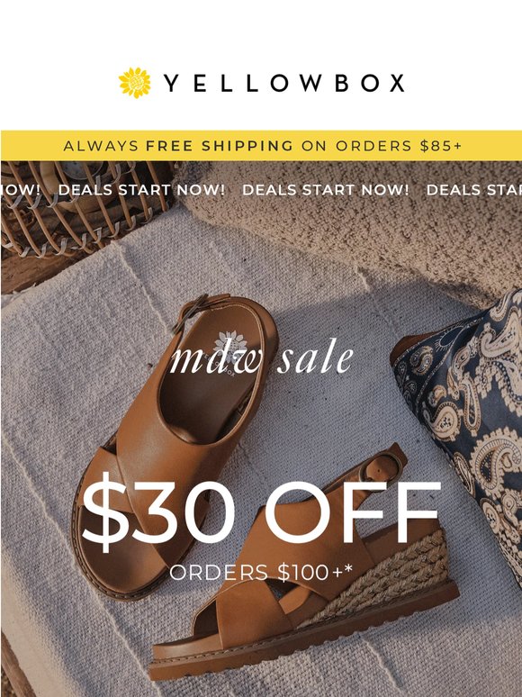 The MDW Sale is on 🎊 $30 off $100+