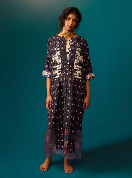 Women's Hand-Loomed Ikat Cotton Dress | One Size
