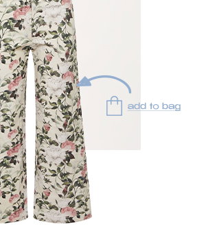 Cream Floral Wide Leg Jeans