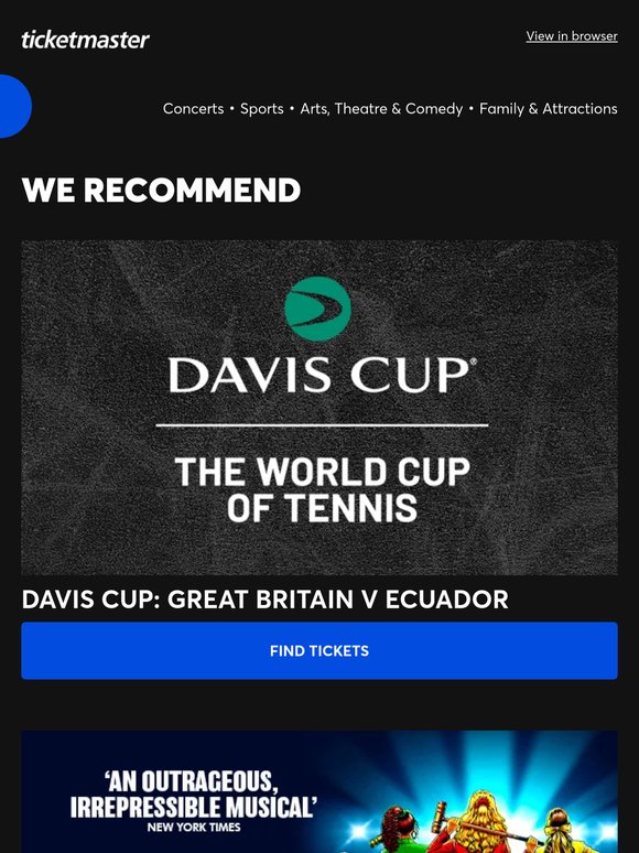 Davis Cup: Great Britain v Ecuador, Heathers The Musical, Tove Lo plus many more!