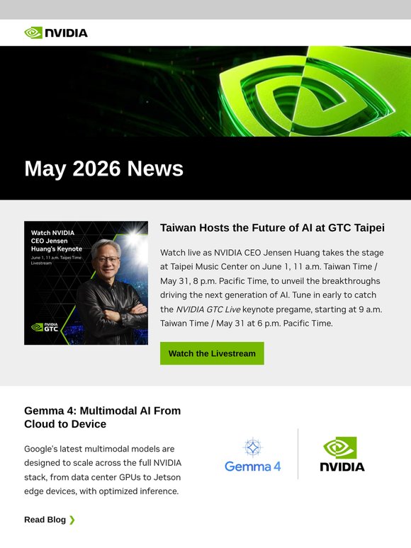 Your May roundup: Jensen Huang's GTC Taipei keynote happens on May 31