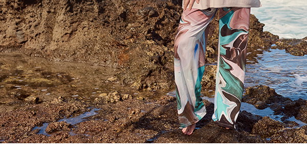 Slinkyhose, Marmor-Design, weites Bein, Elastikbund