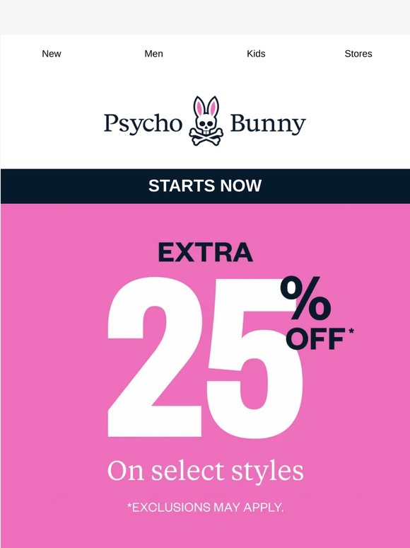 Starts Now: Extra 25% Off*