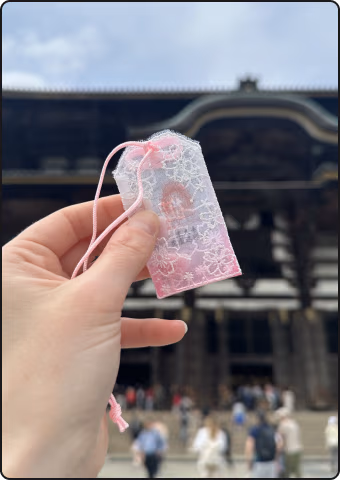 Omamori amulet at a Japanese temple
