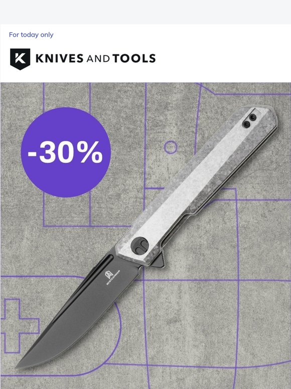 DEAL OF THE DAY: 30% off the Bestechman Dundee Black CPM MagnaCut, Silver Crystallized Titanium, Knivesandtools Exclusive pocket knife