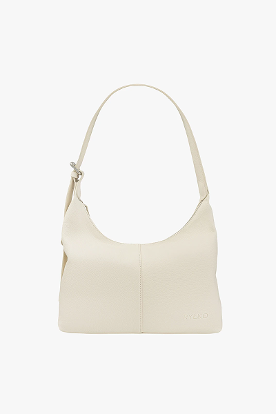 Elegant cream shoulder bag with a minimalist design and a single strap