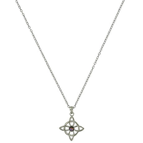 Necklace with a Celtic square knot pendant decorated with paua shell. - Shop Now.