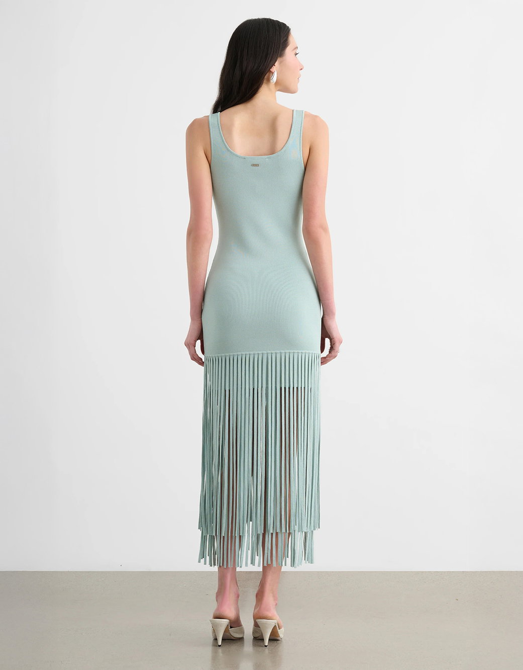 Roxanne Scoop Neck Mini Dress With Fringe