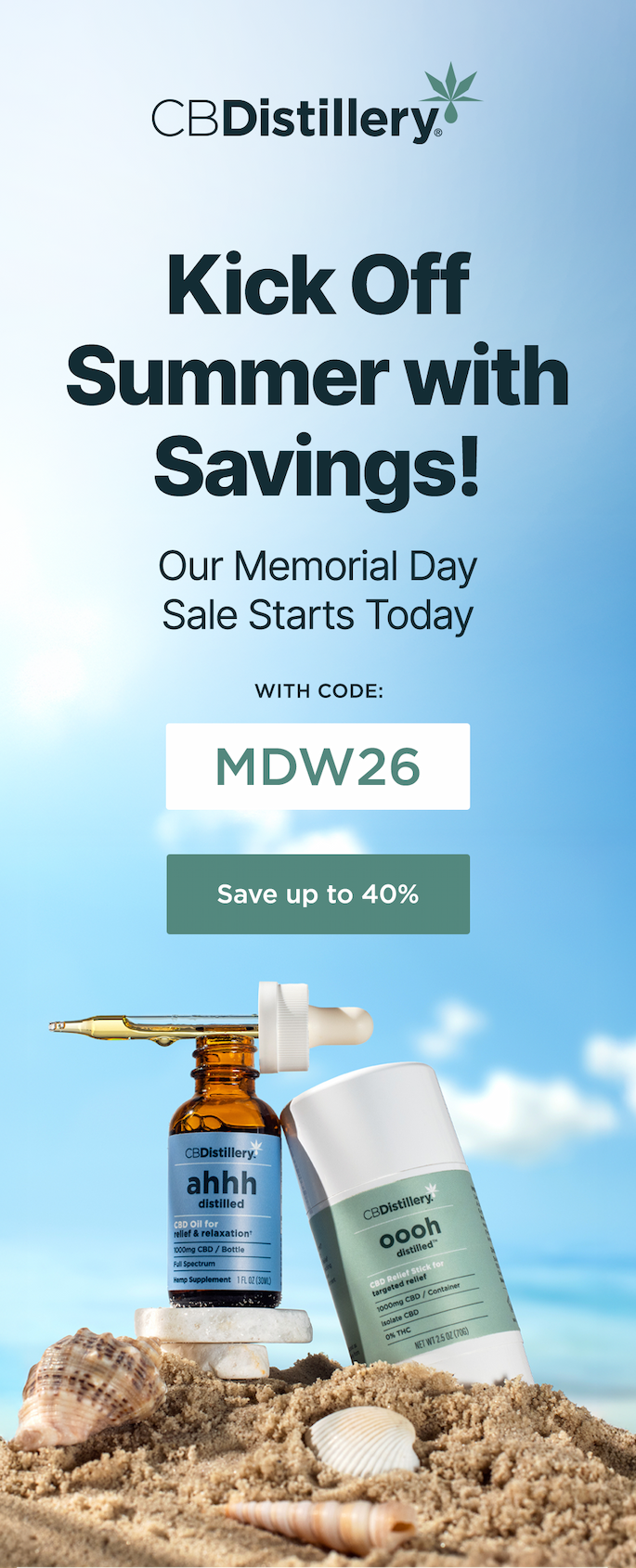 Kick Off Summer with Savings! Our Memorial Day Sale Starts Today. Save up to 40% with code MDW26