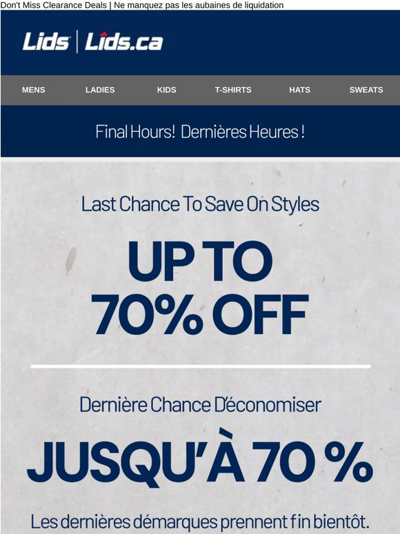 Final Hours: Up To 70% Off | Dernières heures : jusqu’à 70 % de rabais