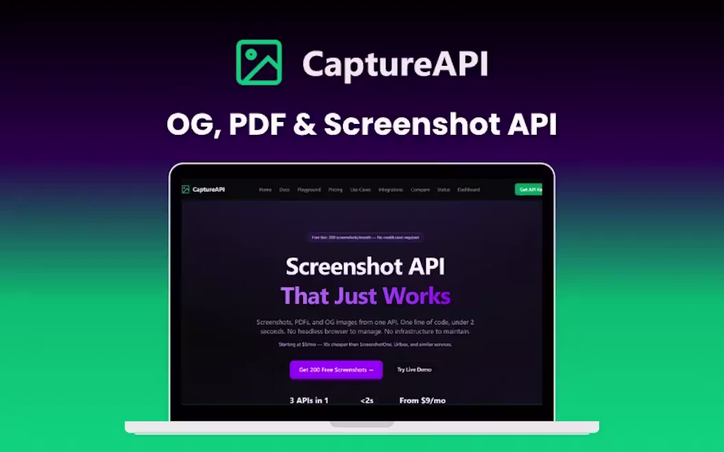 CaptureAPI – OG, PDF & Screenshot API | Lifetime Access