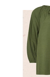 Khaki Green Long Sleeve Tie Front Linen Blouse