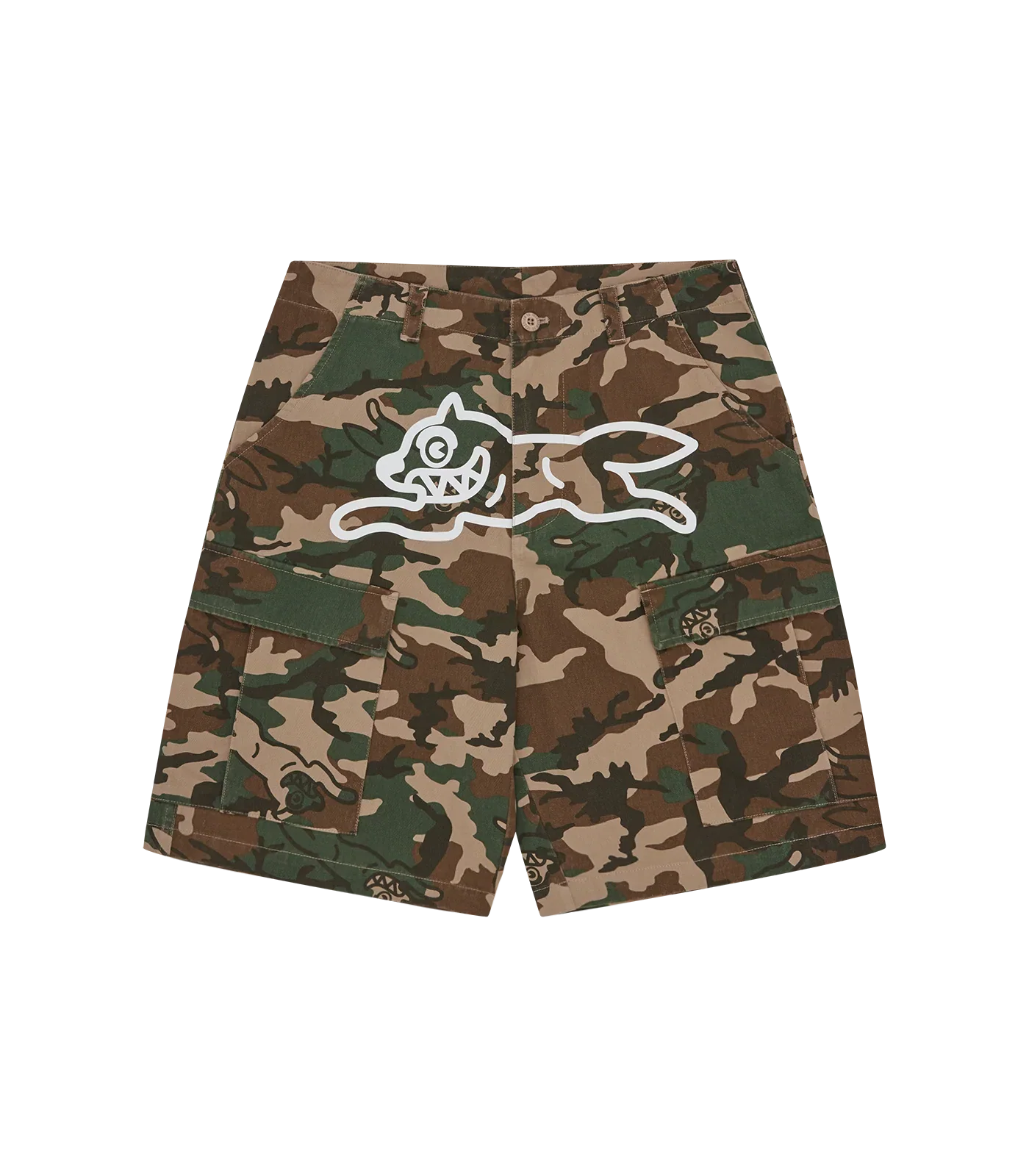 Image of RUNNING DOG WOODLAND CAMO CARGO SHORTS - MULTI