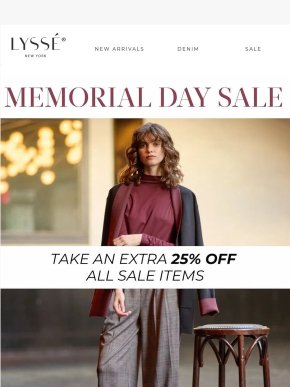 MEMORIAL DAY SALE - Take An Extra 25% Off All Sale