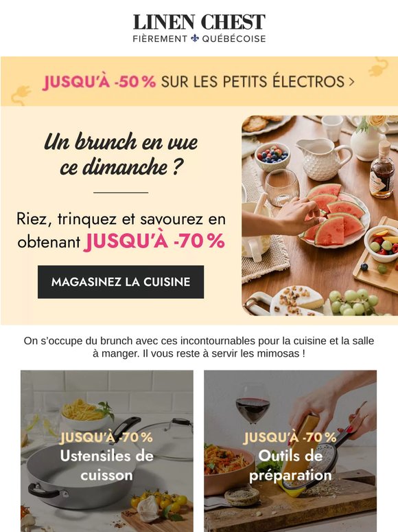 🥂-70 % sur les essentiels du brunch