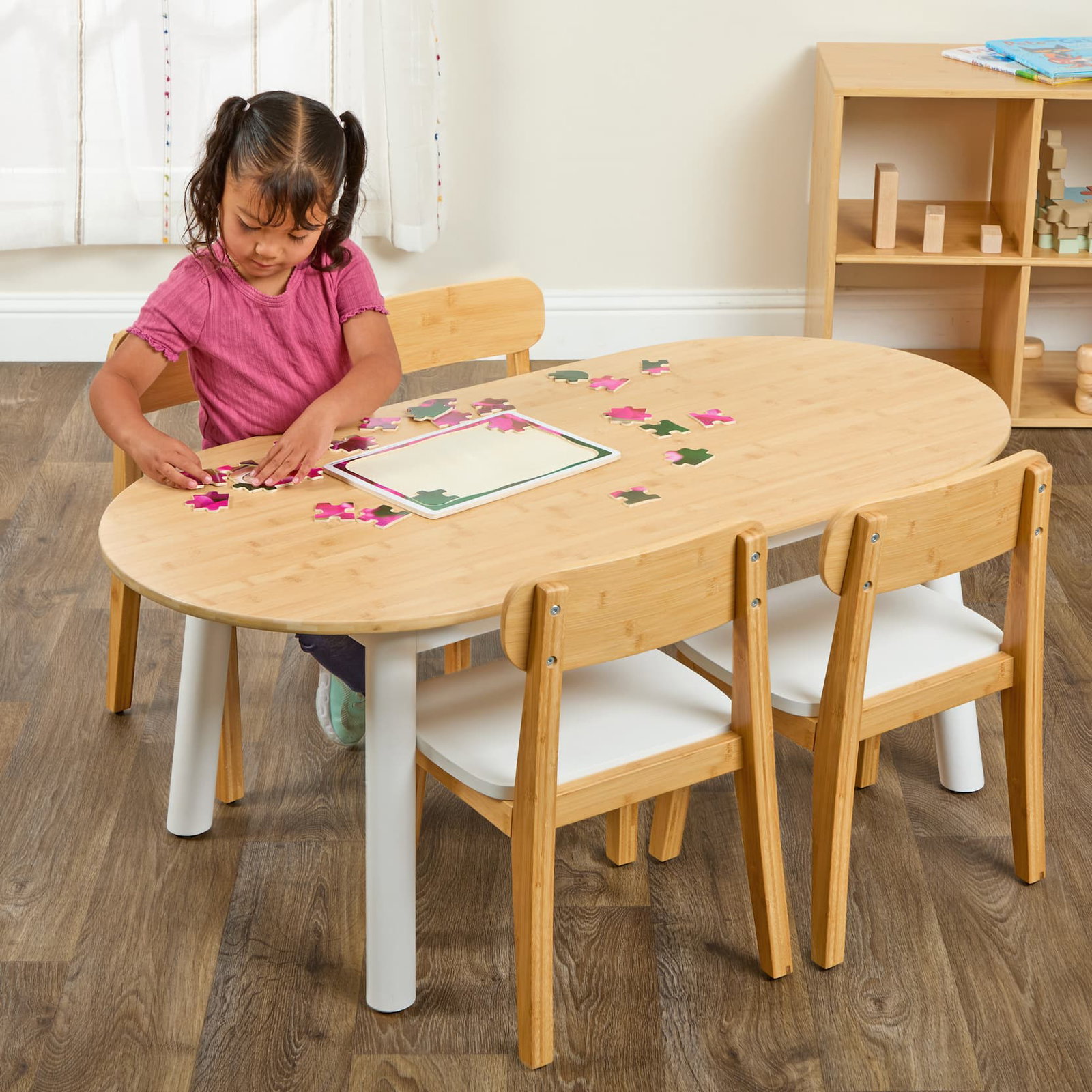 Environments® Bamboo Oval Table with 4 Chairs