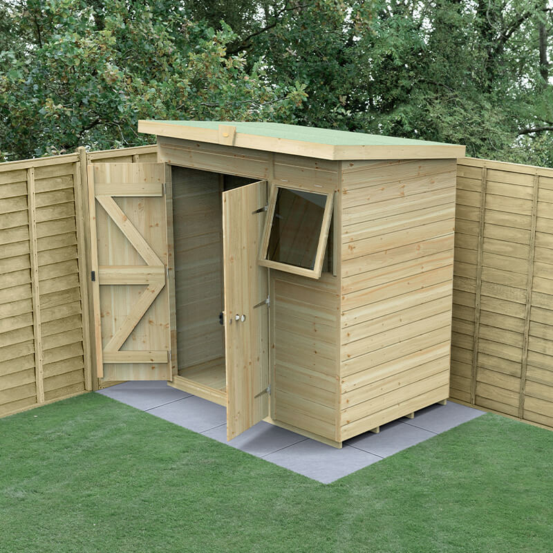 Image of 6' x 4' Forest Timberdale Tongue & Groove P Double Door Pent Shed
