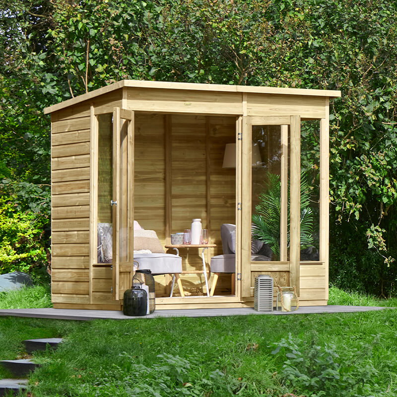 Image of 8' x 6' Forest Beckwood Double Door Pent Summer House
