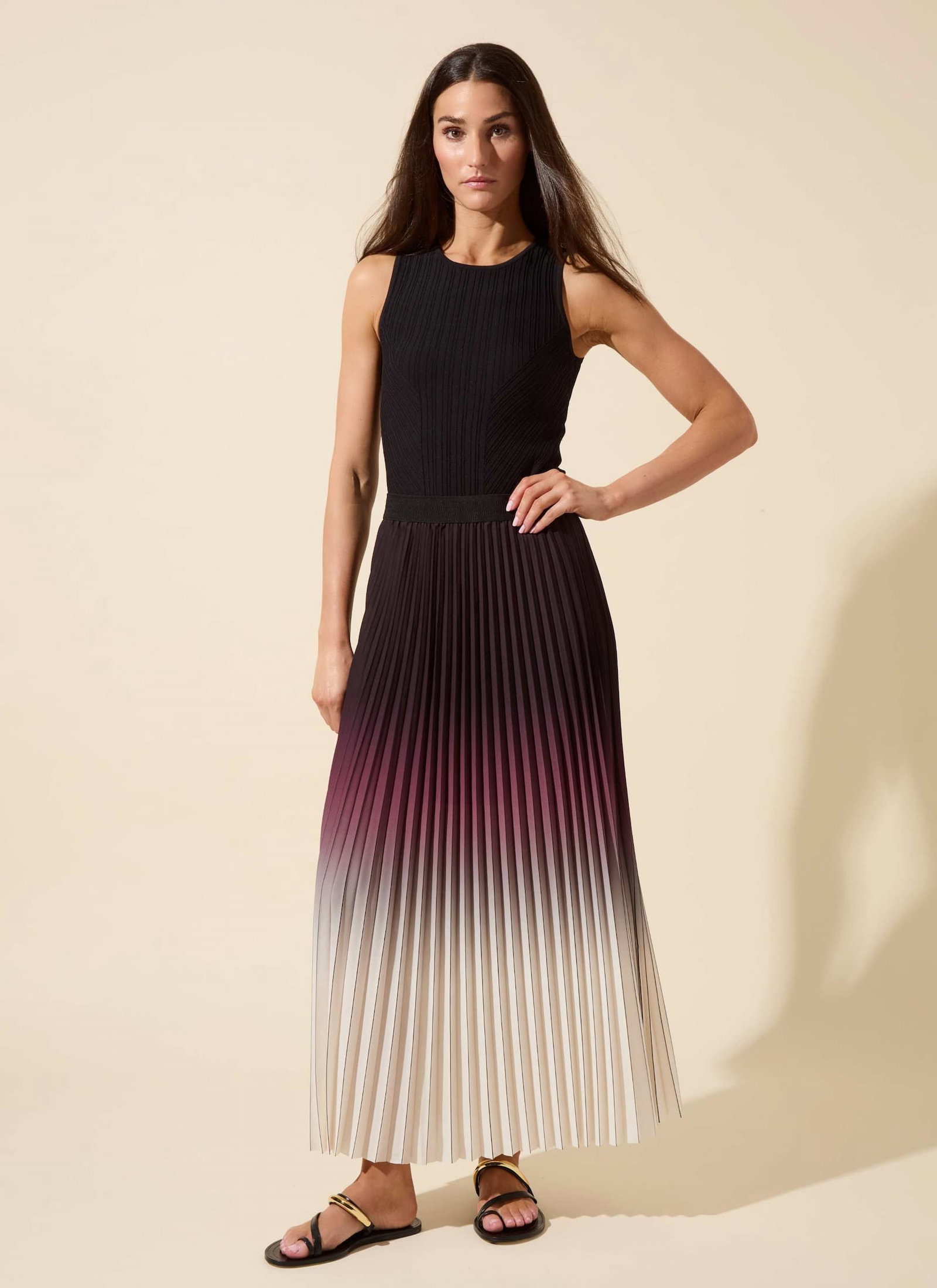 Fortunata Packable Pleated Chiffon Midi Skirt