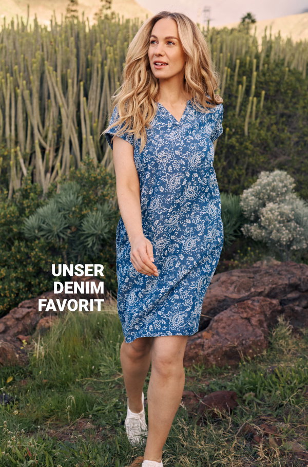 Kleid im Denim-Look mit Print