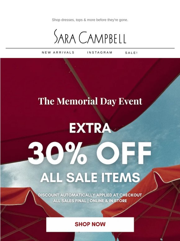 Extra 30% Off All Sale Starts Now