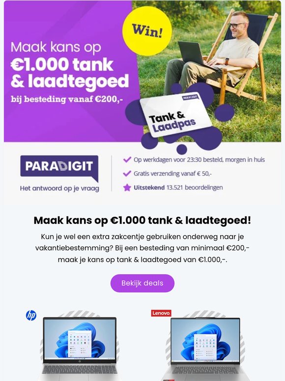 Win €1000 tank & laadtegoed!