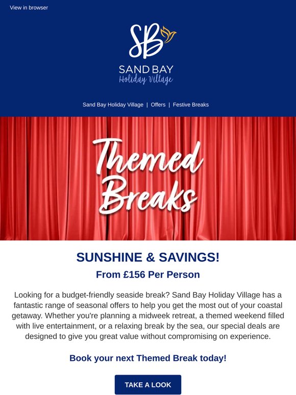 Grab your Themed Break now —! Prices start from just £156 per person