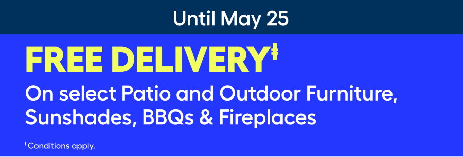 ⱡ​FREE SHIPPING on a selection of patio furniture, sun shelters, outdoor fireplaces, and barbecues:
