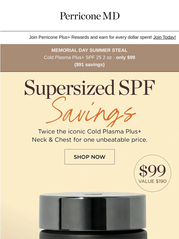 Today's Steal: Supersized Cold Plasma+ Neck & Chest SPF 25 - Save $91