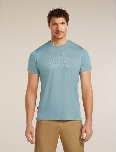Men's Merino Blend 125 Cool-Lite™ Sphere Short Sleeve Tee Across The Peaks - Flint Blue / XL