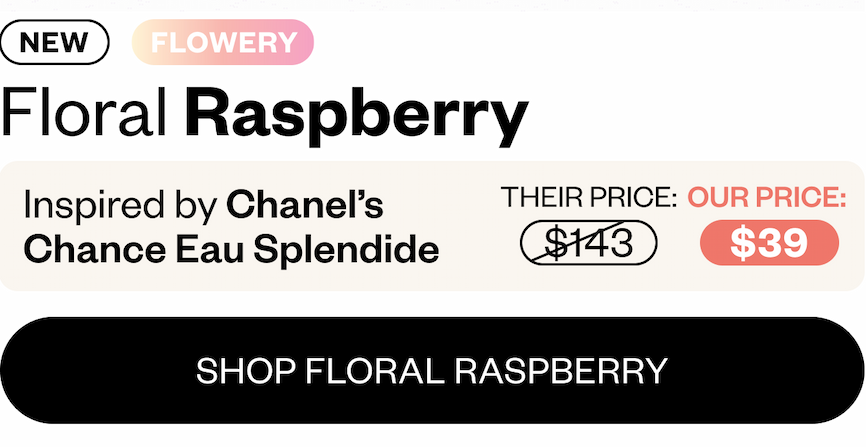 Floral Raspberrty treats your senses to a luminous rish of raspberry, rose, and violet