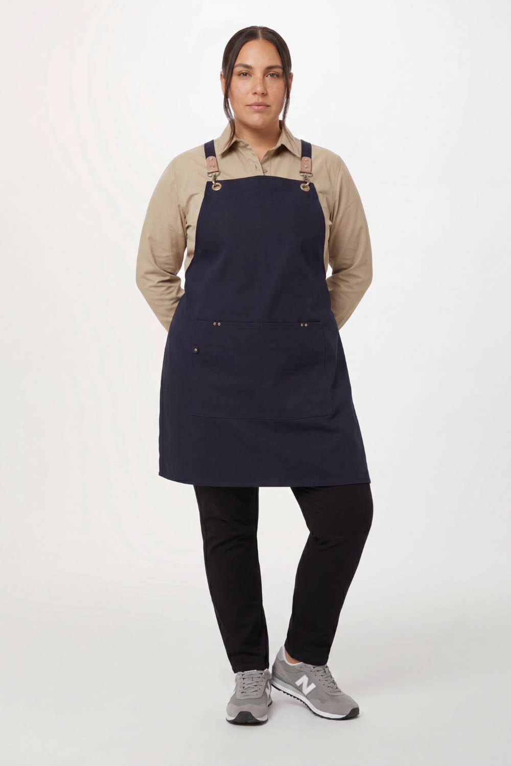 Image of Clip & Clasp' Cross-Back Bib Apron, Navy
