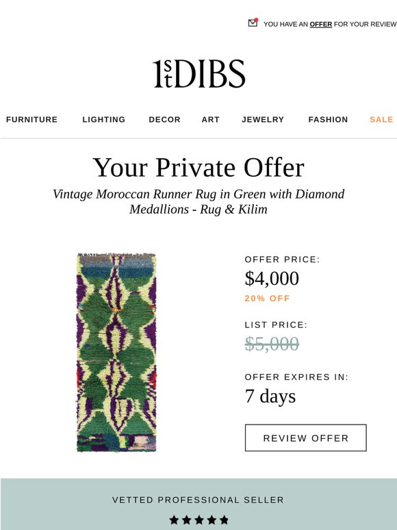 You have an exclusive offer from a seller.