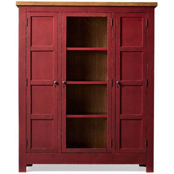 Country Living Pie Safe - Storage Cabinet - Glass-Front Door - Adjustable Shelves - Canister Light - Paneled Side Doors - Wine Bottle Slots - Vintage Charm