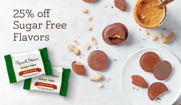 variety of sugar free candies and peanuts for 25% off sugar free