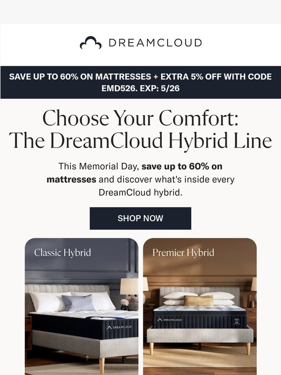 📦 Unbox Your Best Sleep Yet + Save Up to 60% + Extra 5% Off Mattresses