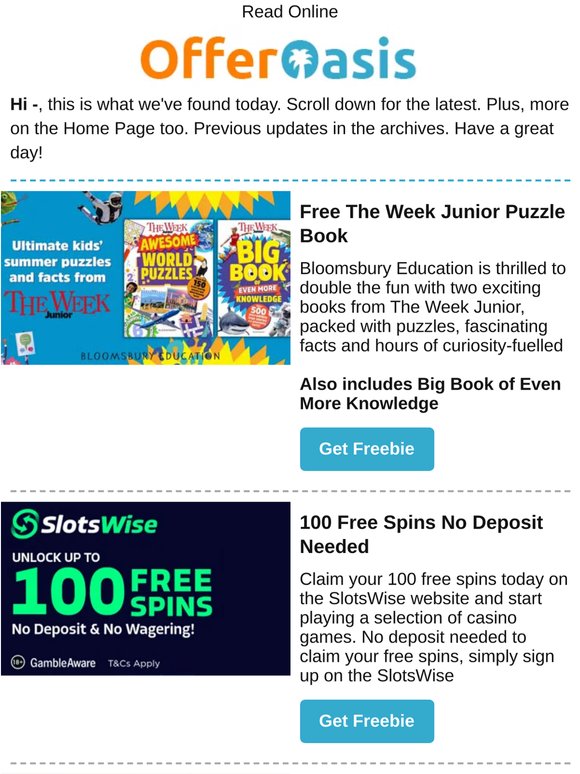 Free Puzzle Book, Home Cinema System, Garden Tool Kit