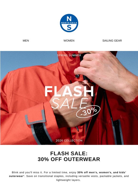 Flash Sale: 30% Off Outerwear